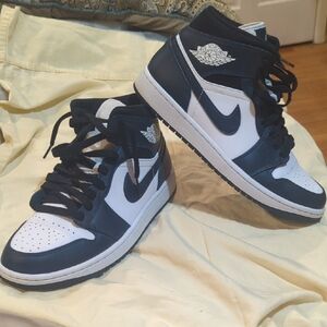Jordan Navy and White High-Top Sneakers